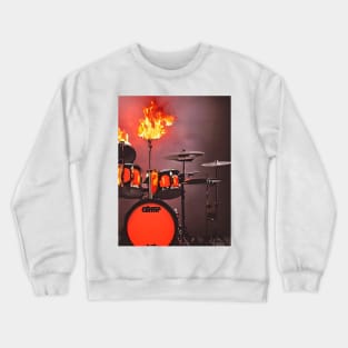 Drum Kit on Fire Crewneck Sweatshirt